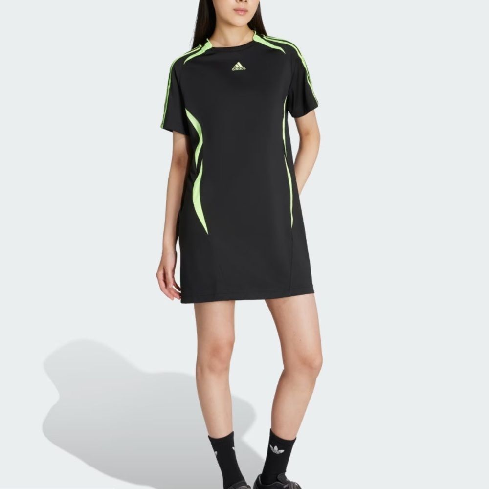 NWT Adidas Teamgeist Adicolor Tee Dress Women's Size XS Black Green Sporty Chic